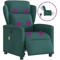 vidaXL Massagesessel Elektrisch Dunkelgrün Stoff