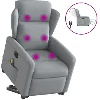 vidaXL Elektrischer Massagesessel mit Aufstehhilfe Hellgrau Stoff
