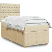 vidaXL Boxspringbett mit Matratze Creme 100x200 cm Stoff