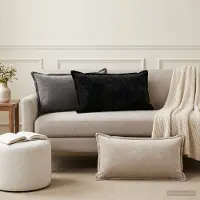 vidaXL Kissenbezug 2 stk. HOUTEN Dunkelgrau 40 x 80 cm Chenille-Stoff
