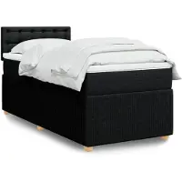 vidaXL Boxspringbett mit Matratze Schwarz 100x200 cm Stoff