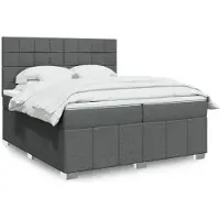vidaXL Boxspringbett mit Matratze Dunkelgrau 200x200 cm Stoff