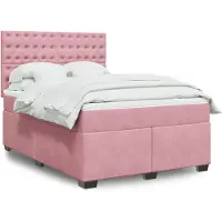 vidaXL Boxspringbett mit Matratze Rosa 160x200 cm Samt