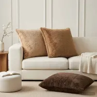 vidaXL Kissenbezug 6 stk. HOUTEN Taupe 70 x 70 cm Faux Kaninchenfell