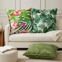 vidaXL Kissenbezug 2 stk. HOUTEN Blattdesign 65 x 65 cm Polyester