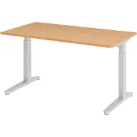 Bümö Schreibtisch Serie-XB - Gestell: Silber, Nachbildung: Buche, Größe: 140 x 80 cm