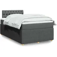 vidaXL Boxspringbett mit Matratze Dunkelgrau 120x200 cm Stoff