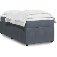 vidaXL Boxspringbett mit Matratze Dunkelgrau 80x200 cm Samt