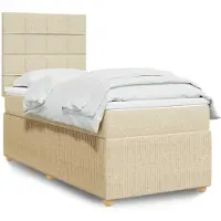 vidaXL Boxspringbett mit Matratze Creme 80x200 cm Stoff