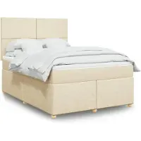 vidaXL Boxspringbett mit Matratze Creme 140x200 cm Stoff