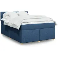 vidaXL Boxspringbett mit Matratze Blau 140x200 cm Stoff