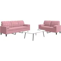 vidaXL 2-tlg. Sofagarnitur mit Kissen und Nackenrollen Rosa Samt