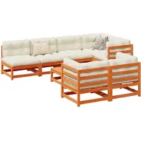vidaXL 8-tlg. Garten-Sofagarnitur mit Kissen Wachsbraun Kiefernholz