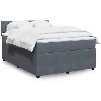 vidaXL Boxspringbett mit Matratze Dunkelgrau 140x190 cm Samt