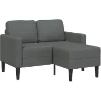 vidaXL 2-Sitzer-Sofa mit Chaiselongue L-förmig Dunkelgrau 125 cm Stoff