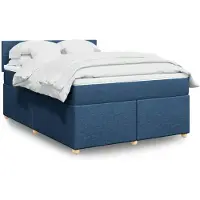 vidaXL Boxspringbett mit Matratze Blau 140x190 cm Stoff