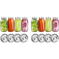 Semoic Fermentation Lids for Wide Mouth Mason Jars, 8 Stainless Steel Lids with Date Tracking, Fermentation Kit