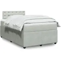 vidaXL Boxspringbett mit Matratze Hellgrau 120x200 cm Samt