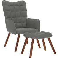 vidaXL Relaxsessel mit Hocker Dunkelgrau Samt