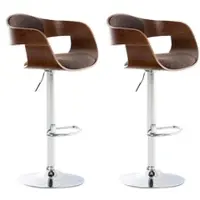 Décoshop26 - Set aus 2 Barhockern im skandinavischen Design bezogen mit braunem Stoff und mit walnussfarbenem Holzgestell 10_0004249