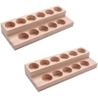 Semoic 3X 11 LöCher Holz ÄTherisches ÖL Tablett Handgemachte Natur Holz PräSentations StäNder Demonstration Station für 5-15 Ml Flaschen
