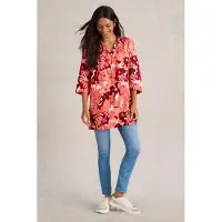 White Stuff Blake Linen Tunic Red Print Größe: 12 REGULAR | Longsleeves Outlet | Damen | Weiß