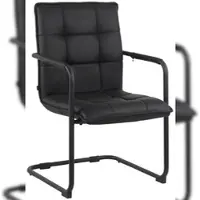 Décoshop26 - Besucherstuhl Bürostuhl ohne Rollen schwarzer Kunststoffbezug schwarzes Metallgestell BUR10479