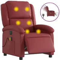 vidaXL Massagesessel Elektrisch Weinrot Kunstleder