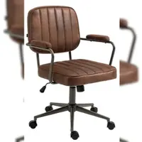 Décoshop26 - Vintage-Industrie-Bürostuhl auf Rollen aus abgenutztem braunem Synthetikmaterial höhenverstellbar BUR10685