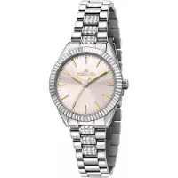 Morellato Damen Armbanduhr Magie, Edelstahl Silber, gezackte Lünette, glitzerndes Zifferblatt, schmales Strass-Armband