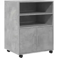 Décoshop26 - Büromöbel auf Rollen Aufbewahrungsschrank mit Regalböden und Türen 60 x 48 x 81 cm Holzwerkstoff Farbe Betongrau DEC024495 DEC024495
