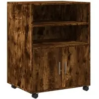 Décoshop26 - Büromöbel auf Rollen Büroschrank 60 x 48 x 81 cm Holzwerkstoff Farbe: geräucherte Eiche DEC024492 DEC024492