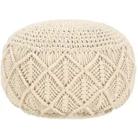 Décoshop26 - Handgefertigter Pouf/Fußhocker geflochtenes Seil 45 x 30 cm beige Baumwolle DEC029978