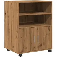 Décoshop26 - Büromöbel auf Rollen Aufbewahrungsschrank 60 x 48 x 81 cm Holzwerkstoff Eichenfarbe DEC024491 DEC024491