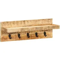 Décoshop26 - Wandgarderobe 60x15x20 cm mit 5 Haken massives unbehandeltes Mangoholz DEC024232