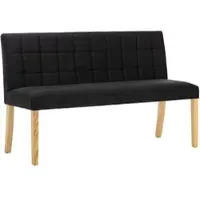 Décoshop26 - Küchen-/Esszimmer-/Flurbank mit Rückenlehne und Ziernähten 140 cm schwarzer Samt Holzbeine DEC024691 DEC024691
