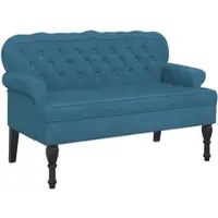 Décoshop26 - Sofabank mit gesteppter Rückenlehne und Armlehnen 119,5 x 64,5 x 75 cm in blauem Samt DEC024639 DEC024639