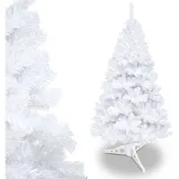 Jayseuw 120cm Künstlicher Weihnachtsbaum, Tannenbaum mit Ständer, Christbaum 220 Spitzen PVC Nadeln, Kunstbaum Weihnachten Klappsystem weiß