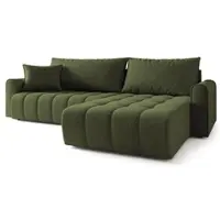 Masseno Ecksofa FRIGA mit Schlaffunktion L-Form, Sofa mit Bettkasten, Wohnzimmersofa, Couch, Soffa, Bettsofa, Couchgarnitur- Olivgrün, ARAGON 39