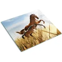 Tulup GLASPLATTE 60x52 cm Stute mit Fohlen