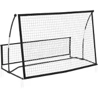 Dopwii Rebounder für Fußball, 2-in-1 Zweiseitig Faltbar Prellwand mit Rückprallwand Netz, 200 x 94cm, Schwarz
