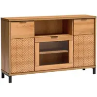 Beautysofa VITRINE Fun mit 3 Türen, mit Beinen, Karamell-Eiche