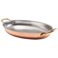 Genware Ovale Schale mit Henkeln, Edelstahl kupferfarben - 30x21cm (3 Stk.)"