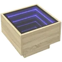 Décoshop26 - Nachttisch mit LED-Spiegel 40 x 40 x 30 cm aus Holzwerkstoff und Glas DEC033143