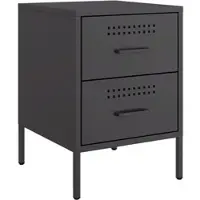 Décoshop26 - Nachttisch mit zwei Schubladen 36 x 39 x 50,5 cm schwarzer Stahl DEC034368