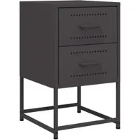 Décoshop26 - Nachttisch mit zwei Schubladen 36 x 39 x 60,5 cm schwarzer Stahl DEC034372