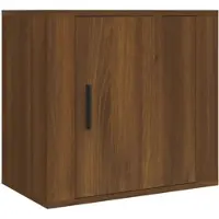 Décoshop26 - Wandmontierter Nachttisch mit Fach und Tür 50 x 30 x 47 cm braunes Holzwerkstoff DEC034275