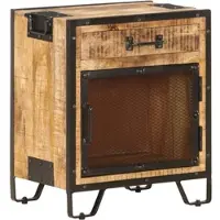 Décoshop26 - Nachttisch mit 1 Schublade und 1 Tür aus Stahlgitter 43 x 30 x 51 cm massives Mangoholz DEC033017