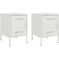 Décoshop26 - Set aus 2 Nachttischen mit Fach und Tür 36 x 39 x 50,5 cm weißer Stahl DEC034866
