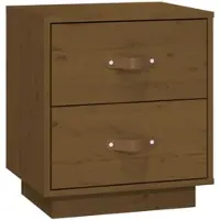 Décoshop26 - Nachttisch mit zwei Schubladen 40 x 34 x 45 cm Kiefernholz honigbraun DEC036213